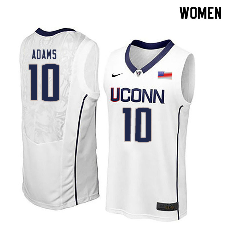 Women #10 Brendan Adams Uconn Huskies College Basketball Jerseys Sale-White